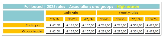 Full board - Youth camps - Rates - Belgium