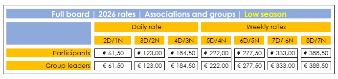 Youht camps - Rates Full board - Belgium
