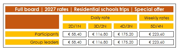 Groups - Special offer - Full board Rates